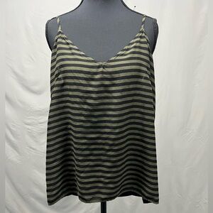 Old Navy Black and Olive Striped Camisole Lightweight Large